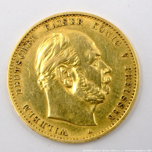 .. - Zlatá 10 Marka 1880 A císař Wilhelm I. Zlato 900/1000, hrubá hmotnost 3,982g
