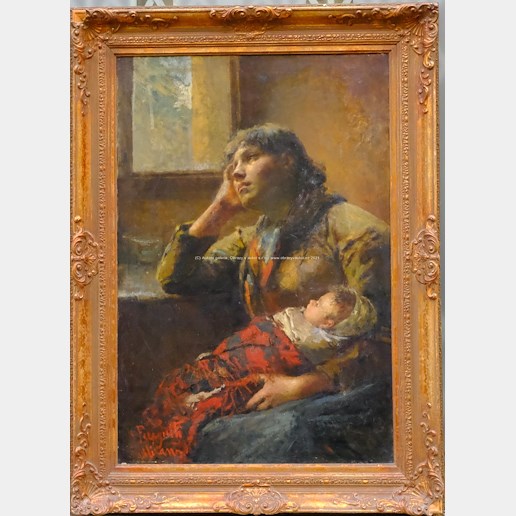 středoevropský malíř konce 19. stol. - Matka s dítětem