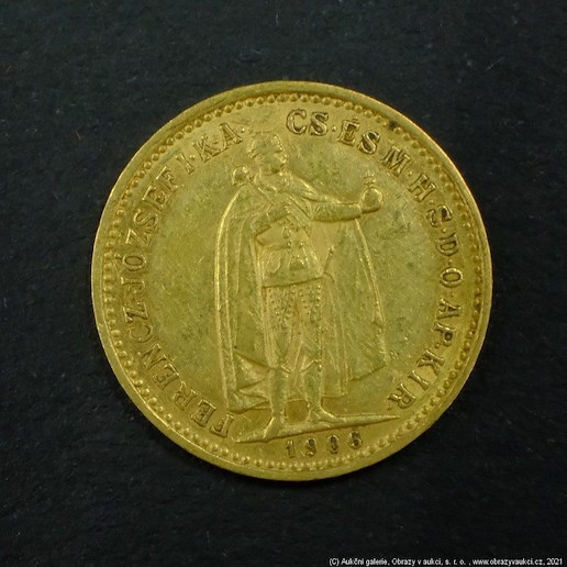 Neznámý autor - Rakousko Uhersko zlatá 10 Koruna 1906 K.B. uherská. Zlato 900/1000, hrubá hmotnost mince 3,387g