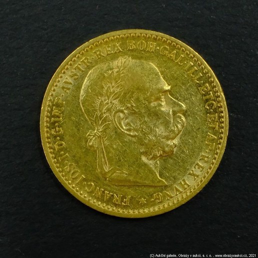 Neznámý autor - Rakousko Uhersko zlatá 10 Koruna 1896 rakouská. Zlato 900/1000, hrubá hmotnost mince 3,387g