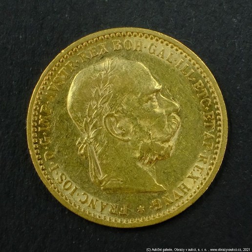 Neznámý autor - Rakousko Uhersko zlatá 10 Koruna 1905 rakouská. Zlato 900/1000, hrubá hmotnost mince 3,387g,