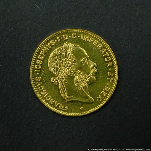 Neznámý autor - Rakousko Uhersko zlatý 4 zlatník/10frank 1892 rakouský pokračující ražba. Zlato 900/1000, hrubá hmotnost mince 3,226g