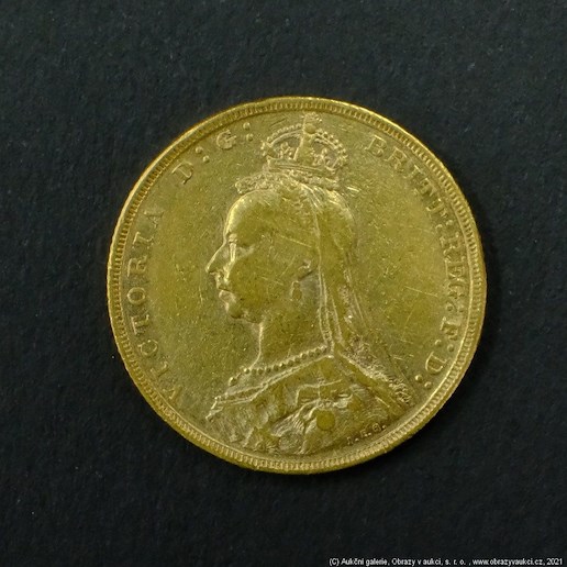 Neznámý autor - Velká Británie zlatý Sovereign Victoria Mládí 1889. Zlato 916,7/1000, hrubá hmotnost 7,99g !!!
