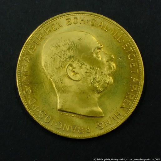 Neznámý autor - Rakousko Uhersko zlatá 100 Koruna  1915 pokračující ražba. Zlato 900/1000, hrubá hmotnost mince 33,875g