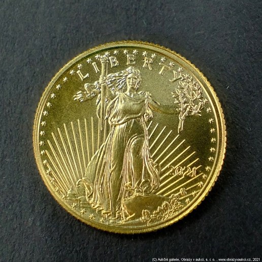 Neznámý autor - Zlatá 1/10 Uncová mince 5 USD LIBERTY USA. Zlato 999,9/1000, hrubá hmotnost 3,11 g 