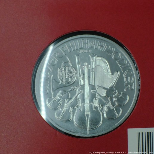 Neznámý autor - Stříbrná 1 Uncová mince 1,50 € 2021 Rakousko Vídeňští Filharmonici. Stříbro 999/1000, hrubá hmotnost 31,07g