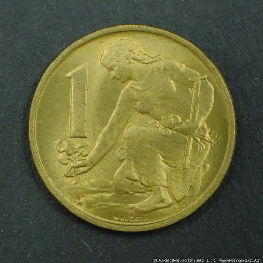 Neznámý autor - Česloslovensko 1KČS 1960 UNC stav nostalgická mince ve výborném stavu. Ražené ze slitiny CuAlMn (91/8/1), hrubá hmotnost 4g