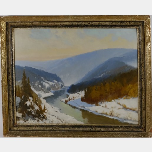 Bohumil Berghauer - Zimní údolí s řekou