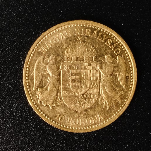 Mince - Rakousko Uhersko zlatá 10 Koruna 1904 K.B. uherská, Zlato 900/1000, hrubá hmotnost mince 3,387g