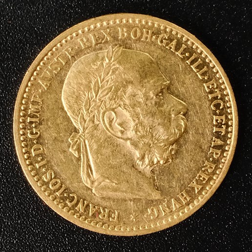 Mince - Rakousko Uhersko zlatá 10 Koruna 1896 rakouská, Zlato 900/1000, hrubá hmotnost mince 3,387g