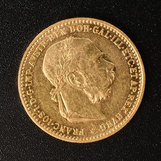 Mince - Rakousko Uhersko zlatá 10 Koruna 1897 rakouská, Zlato 900/1000, hrubá hmotnost mince 3,387g