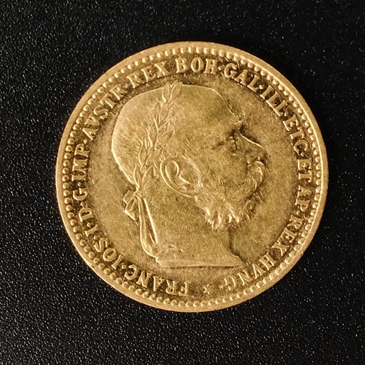 Mince - Rakousko Uhersko zlatá 10 Koruna 1906 rakouská,  Zlato 900/1000, hrubá hmotnost mince 3,387g