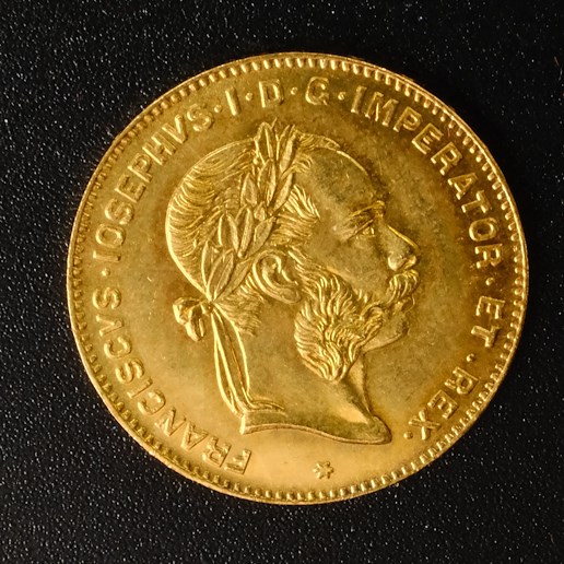Mince - Rakousko Uhersko zlatý 4 zlatník/10frank 1892 rakouský pokračující ražba, Zlato 900/1000, hrubá hmotnost mince 3,226g