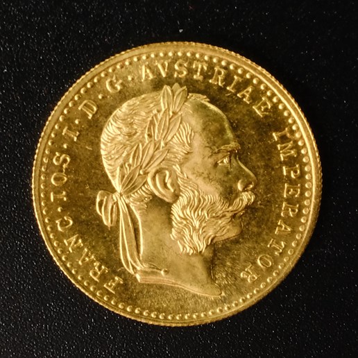 Mince - Rakousko Uhersko zlatý 1 dukát 1915 pokračující ražba, Zlato 986/1000, hrubá hmotnost mince 3,491g