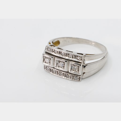 .. - Prsten s diamanty, zlato 585/1000, hrubá hmotnost 6.40 g