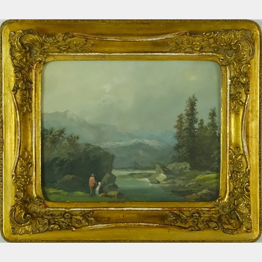 Josef Navrátil - Romantická krajina s jezerem