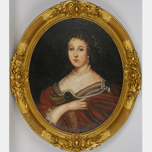 středoevropský malíř 19. století - Dívka s perlami
