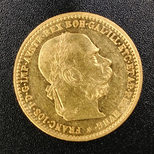 Mince - Rakousko Uhersko zlatá 10 Koruna 1896 rakouská, zlato 900/1000, hrubá hmotnost mince 3,387g