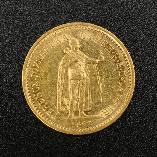 Mince - Rakousko Uhersko zlatá 10 Koruna 1892 K.B. uherská, zlato 900/1000, hrubá hmotnost mince 3,387g