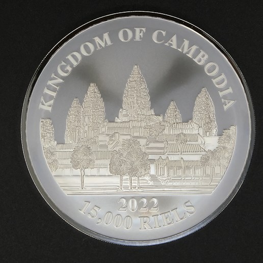 Mince - Stříbrná 5 uncová mince Kambodža Ztracený tygr 2022, stříbro 999/1000, hrubá hmotnost 155,75g 
