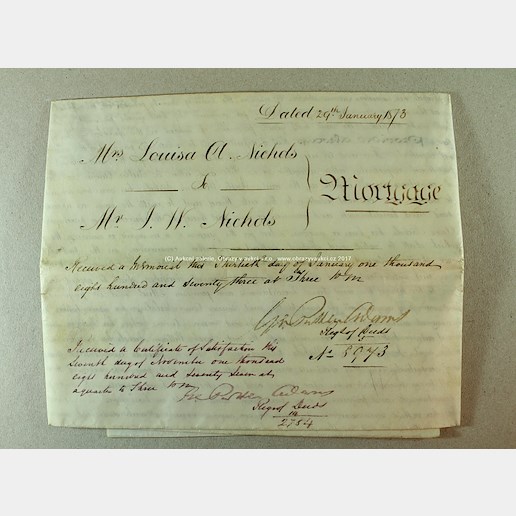 . - Zástavní smlouva na nemovitost z r. 1873