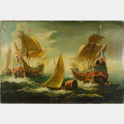 Nesignováno - Námořní bitva, západoevropský malíř 19. století