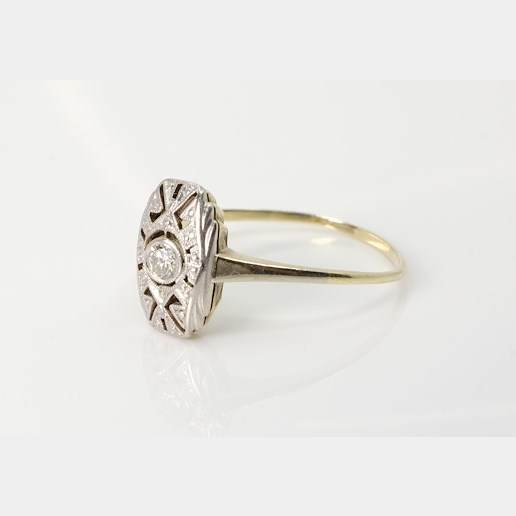 .. - Prsten s briliant, zlato 585/1000, hrubá hmotnost 1,45 g