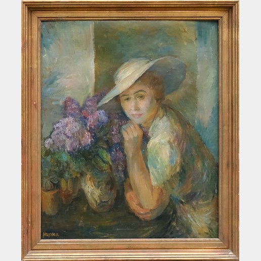 Josef Hapka - Mladá žena s květy