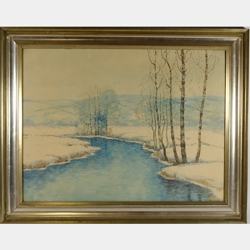 Jan Holeček - Řeka v zimní krajině