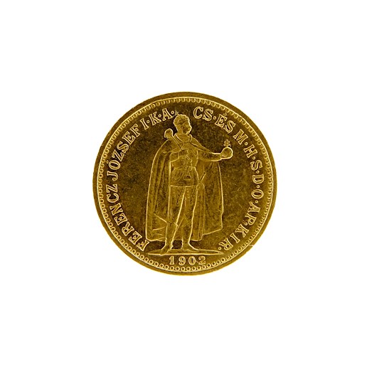 Mince - Rakousko Uhersko zlatá 10 Koruna 1902 K.B. uherská. Zlato 900/1000, hrubá hmotnost mince 3,387g