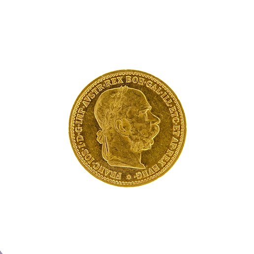 Mince - Rakousko Uhersko zlatá 10 Koruna 1897 rakouská. Zlato 900/1000, hrubá hmotnost mince 3,387g, průměr 19mm