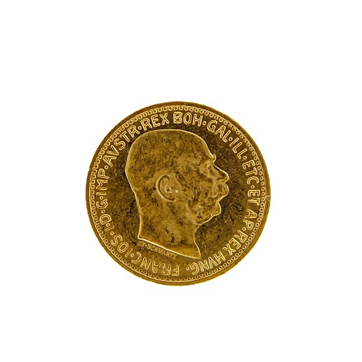 Mince - Rakousko Uhersko zlatá 10 Koruna 1909 Schwartz rakouská.  Zlato 900/1000, hrubá hmotnost mince 3,387g