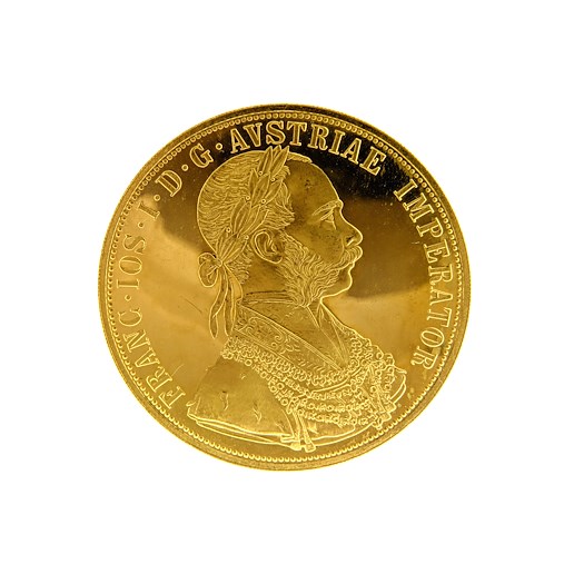 Mince - Rakousko Uhersko zlatý 4 dukát 1915 pokračující ražba. Zlato 986/1000, hrubá hmotnost mince 13,964g
