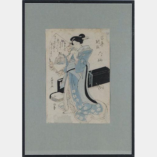Utagawa Kunisada (Utagawa Toyokuni III.) - Mladá žena při psaní dopisu