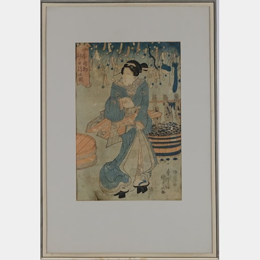 Utagawa Kunisada (Utagawa Toyokuni III.) - Japonská žena na tržišti