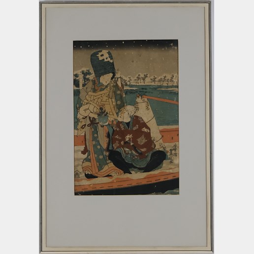 Utagawa Toyokuni - Japonský pár na loďce
