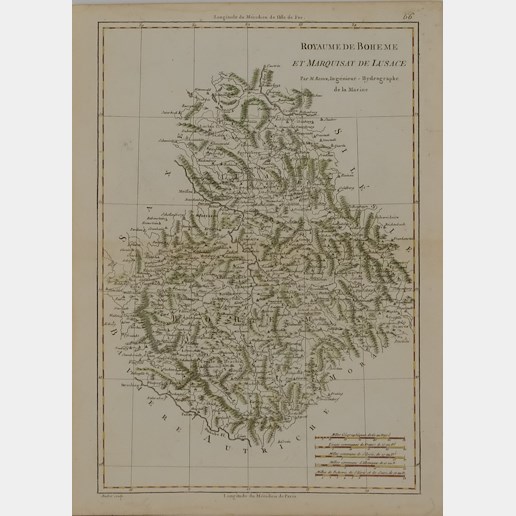 Rigobert Bonne - Mapa království českého a markrabství Lužice, konec 18. století