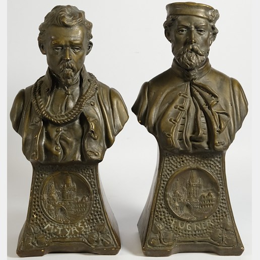 Čechy kolem roku 1920 - Párové busty - Tyrš a Fügner